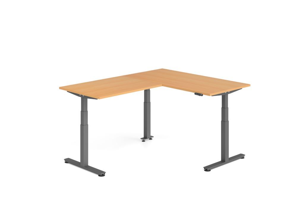 Produktbild Hammerbacher Sitz Steh Winkeltisch 200x160cm Buche/Graphit