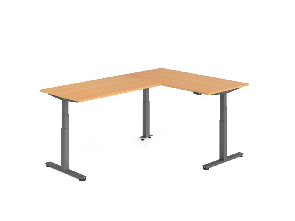 Produktbild Hammerbacher Sitz Steh Winkeltisch 240x160cm Buche/Graphit