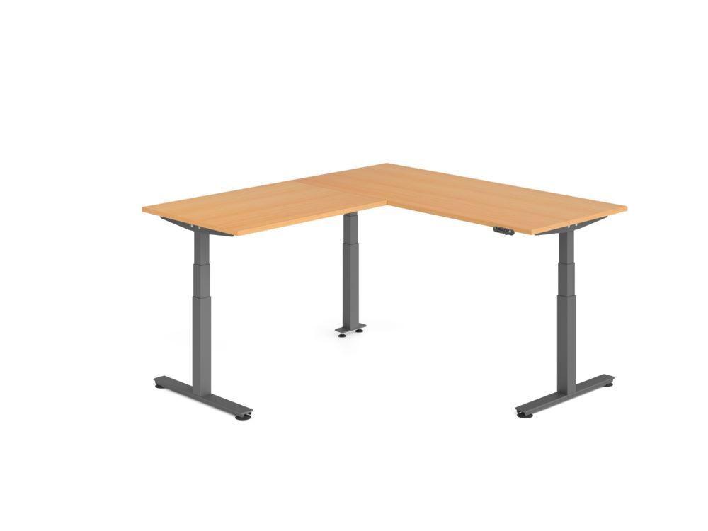 Produktbild Hammerbacher Sitz Steh Winkeltisch 200x180cm Buche/Graphit