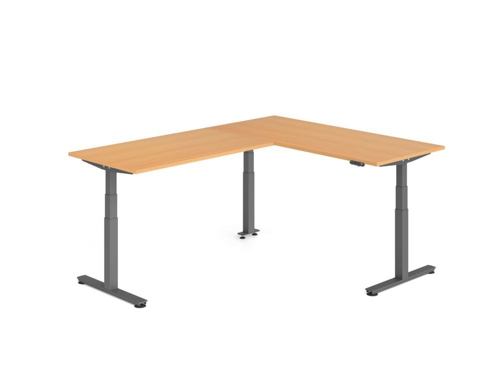Produktbild Hammerbacher Sitz Steh Winkeltisch 240x180cm Buche/Graphit