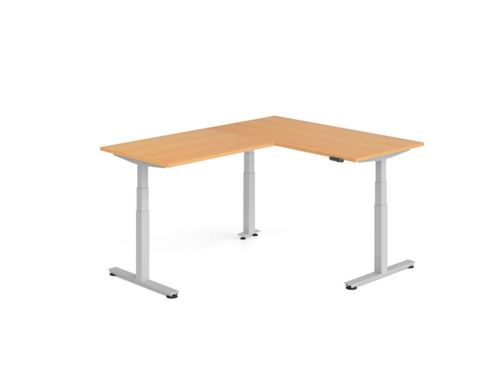 Produktbild Hammerbacher Sitz Steh Winkeltisch 200x160cm Buche/Silber