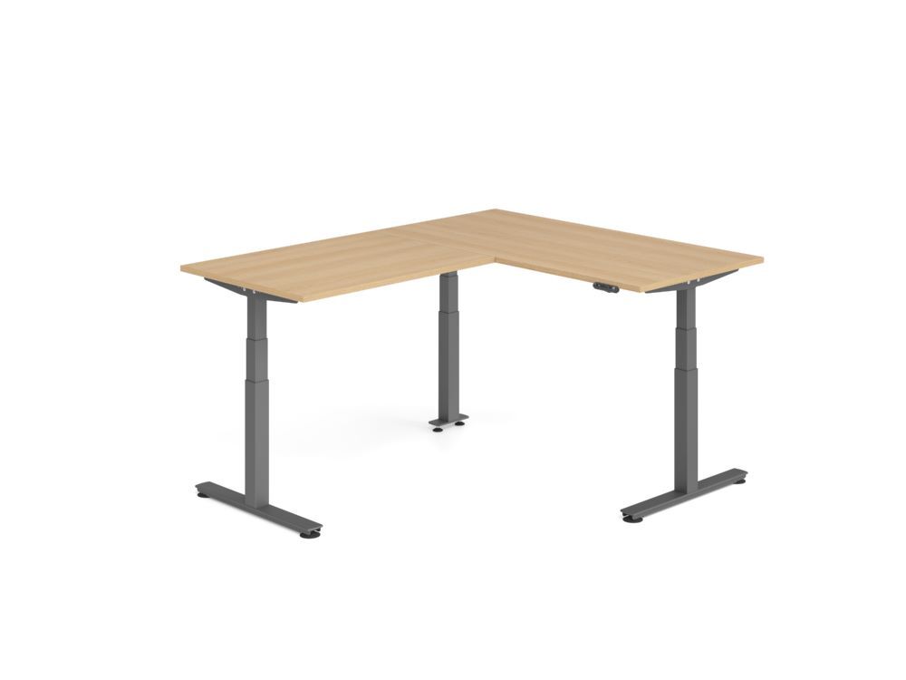 Produktbild Hammerbacher Sitz Steh Winkeltisch 200x160cm Eiche/Graphit