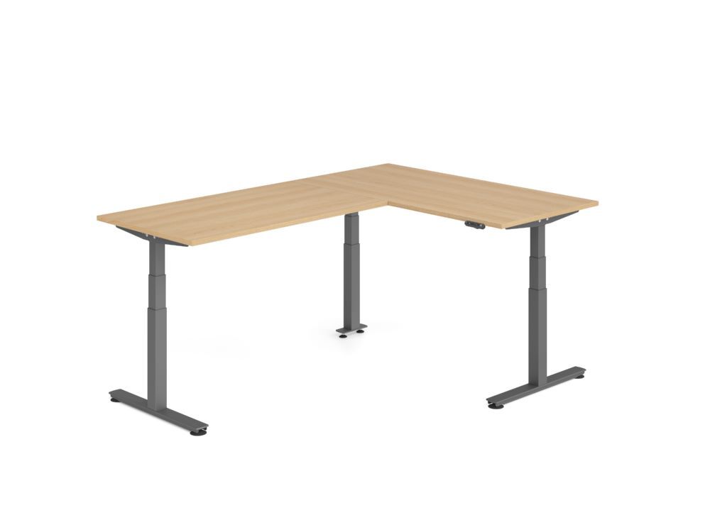 Produktbild Hammerbacher Sitz Steh Winkeltisch 240x160cm Eiche/Graphit