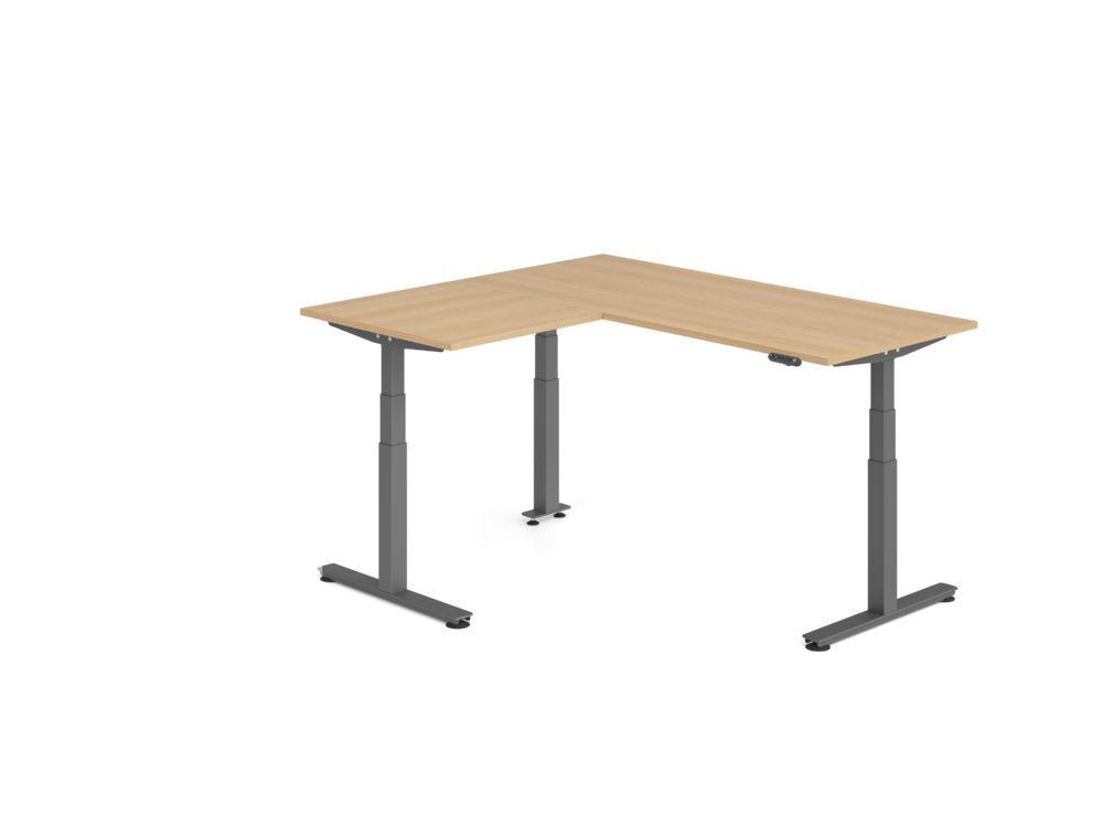 Produktbild Hammerbacher Sitz Steh- inkeltisch 160x180cm Eiche/Graphit
