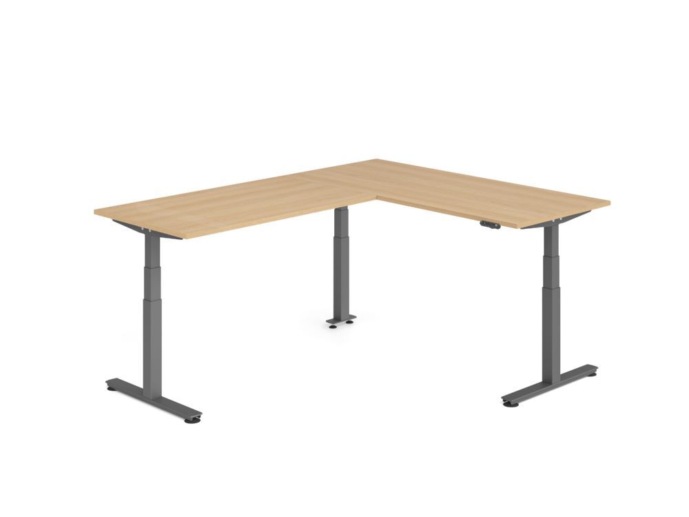 Produktbild Hammerbacher Sitz Steh Winkeltisch 240x180cm Eiche/Graphit