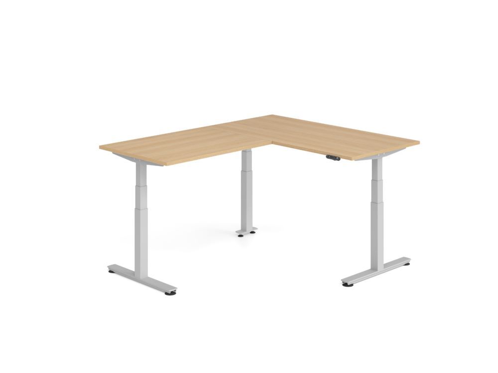 Produktbild Hammerbacher Sitz Steh Winkeltisch 200x160cm Eiche/Silber