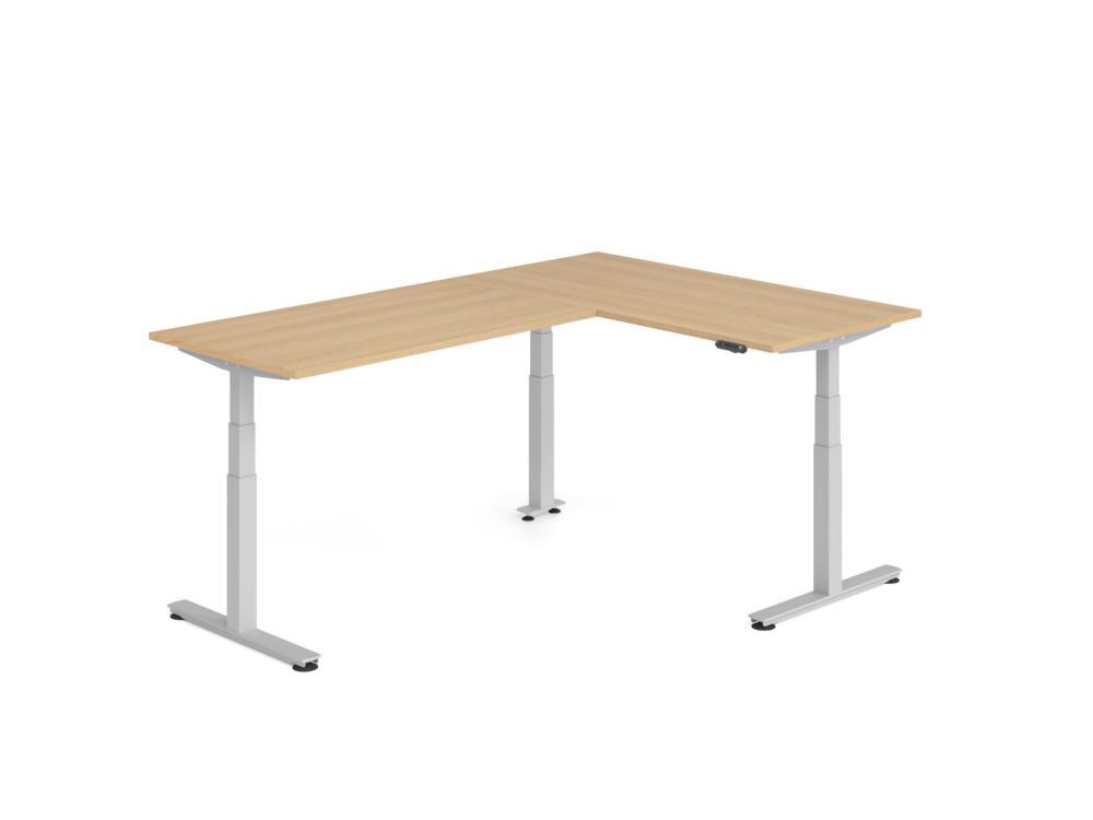 Produktbild Hammerbacher Sitz Steh Winkeltisch 240x160cm Eiche/Silber