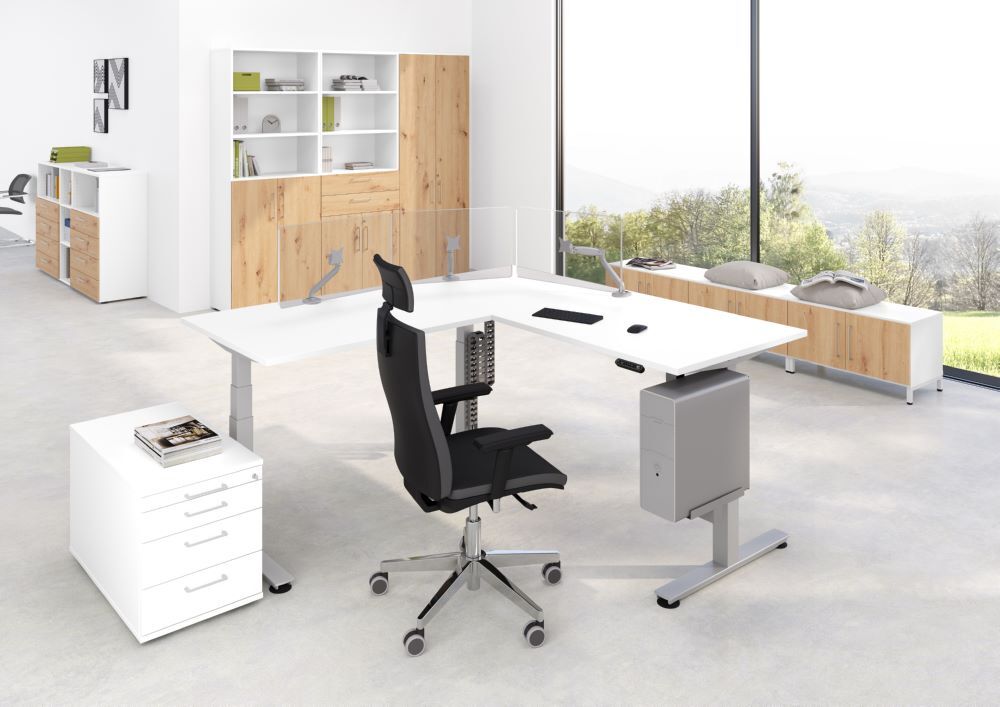 Produktbild Sitz-Steh-Winkeltisch 160x180cm Eiche/Silber bild 5