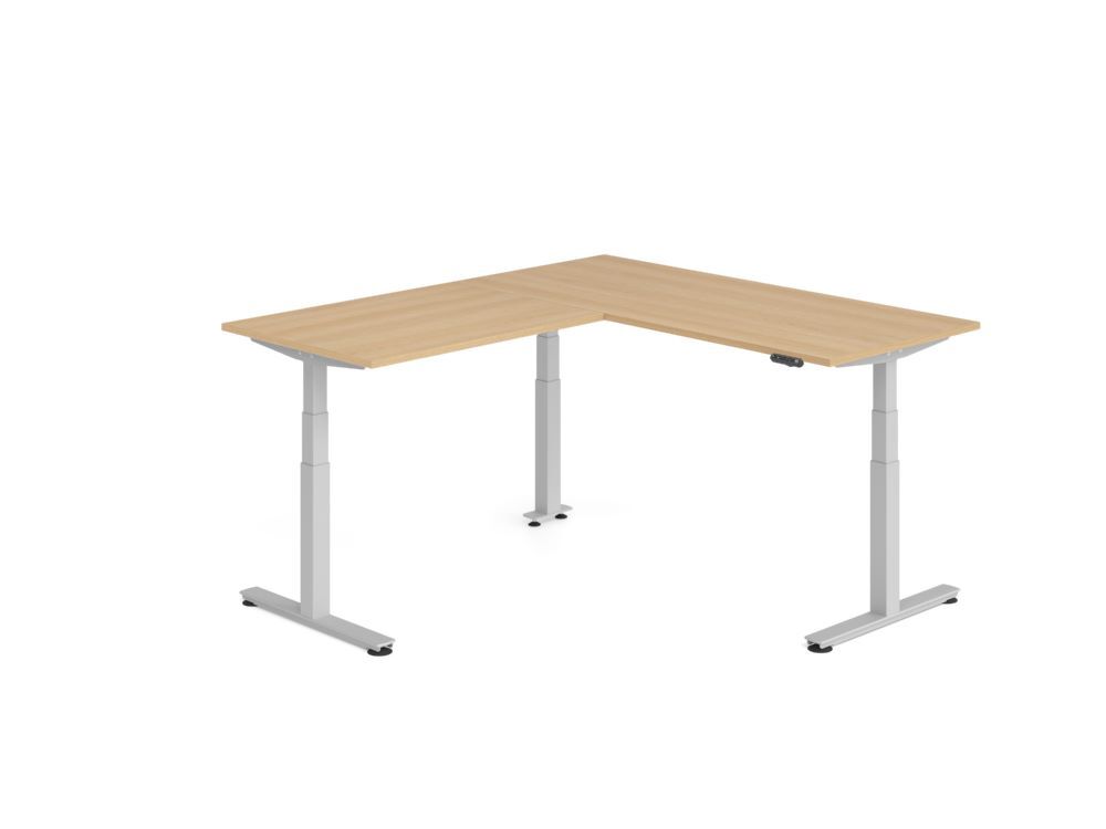Produktbild Hammerbacher Sitz Steh Winkeltisch 200x180cm Eiche/Silber