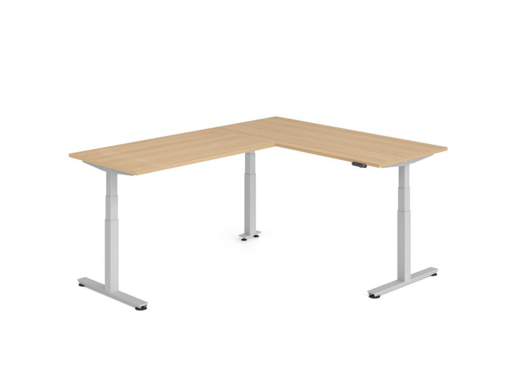 Produktbild Hammerbacher Sitz Steh Winkeltisch 240x180cm Eiche/Silber