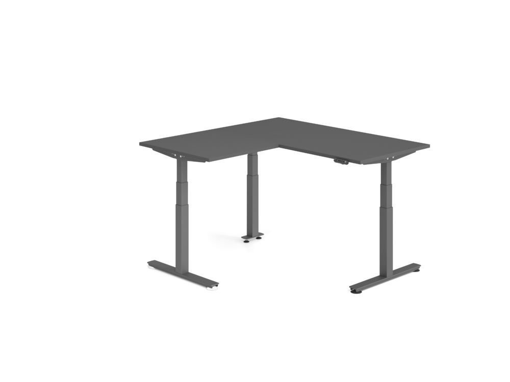 Produktbild Hammerbacher Sitz Steh Winkeltisch 160x160cm Graphit/Graphit