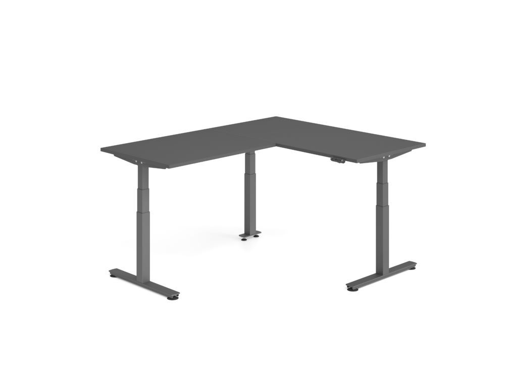 Produktbild Hammerbacher Sitz Steh Winkeltisch 200x160cm Graphit/Graphit