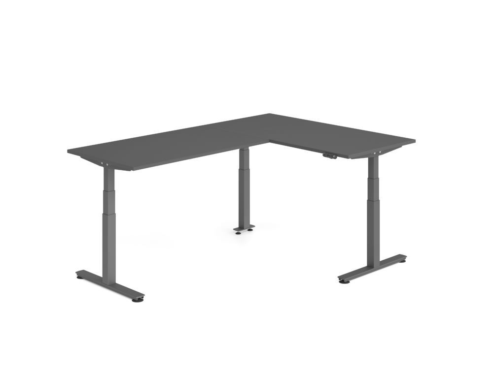 Produktbild Hammerbacher Sitz Steh Winkeltisch 240x160cm Graphit/Graphit