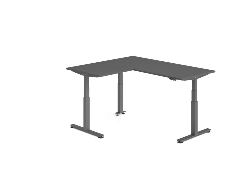 Produktbild Hammerbacher Sitz Steh Winkeltisch 160x180cm Graphit/Graphit