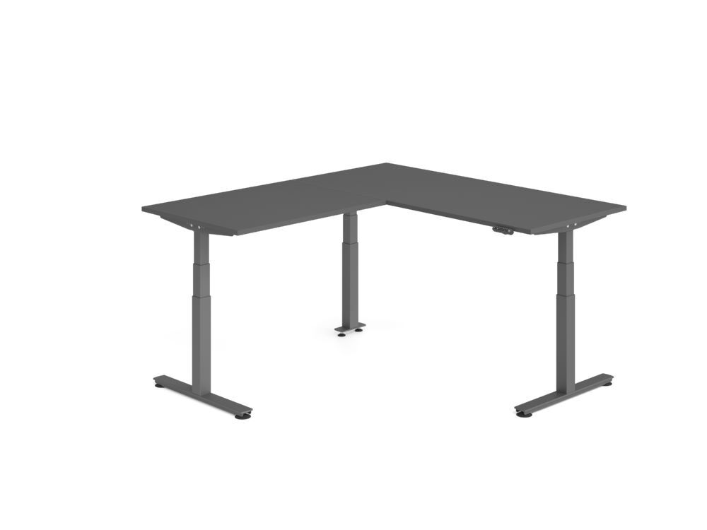 Produktbild Hammerbacher Sitz Steh Winkeltisch 200x180cm Graphit/Graphit