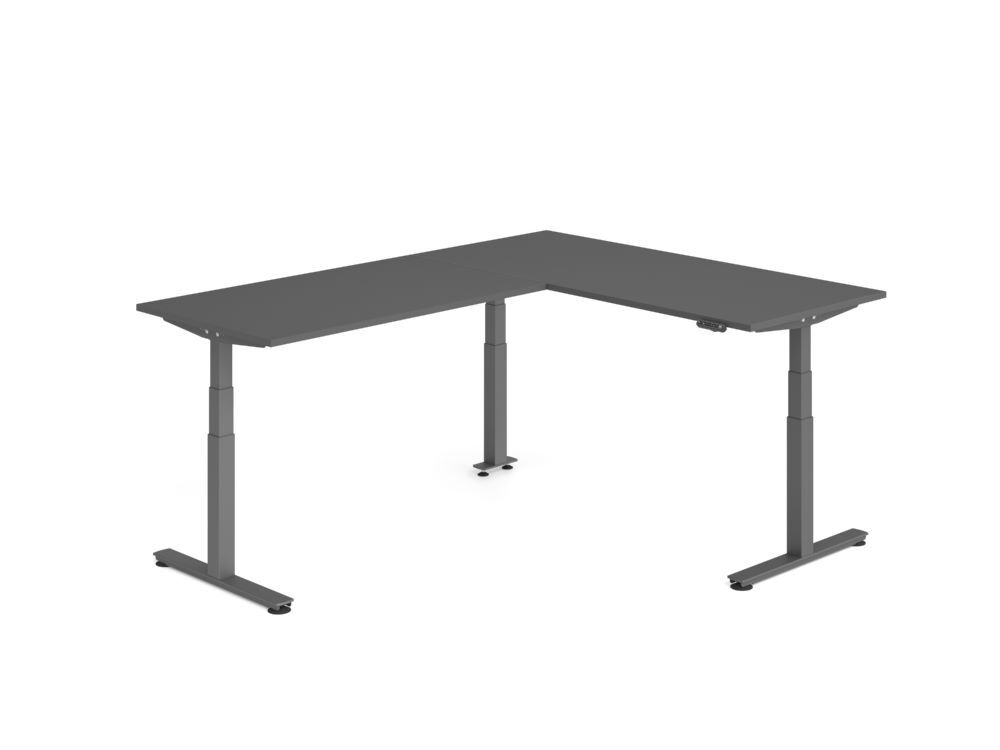 Produktbild Hammerbacher Sitz Steh Winkeltisch 240x180cm Graphit/Graphit