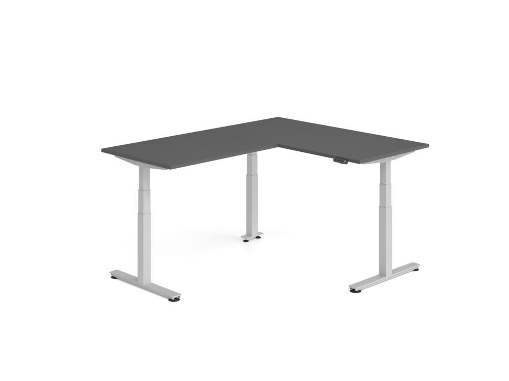 Produktbild Hammerbacher Sitz Steh Winkeltisch 200x160cm Graphit/Silber
