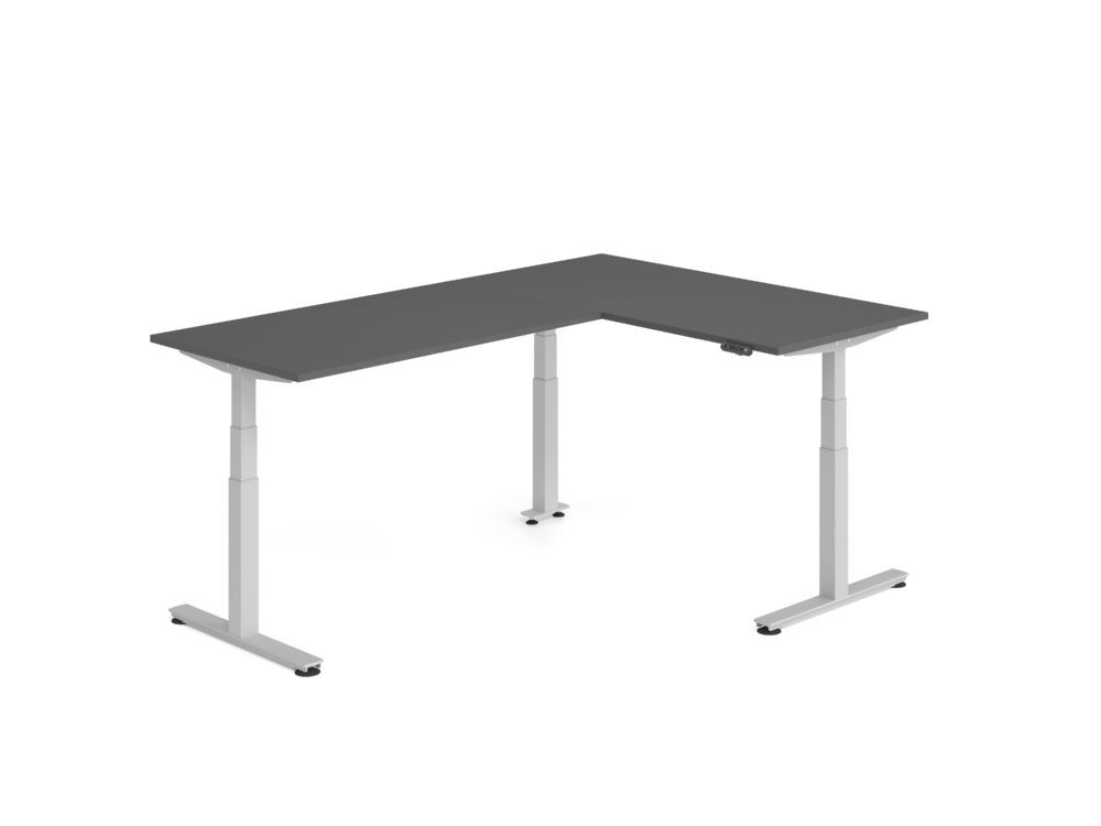 Produktbild Hammerbacher Sitz Steh Winkeltisch 240x160cm Graphit/Silber