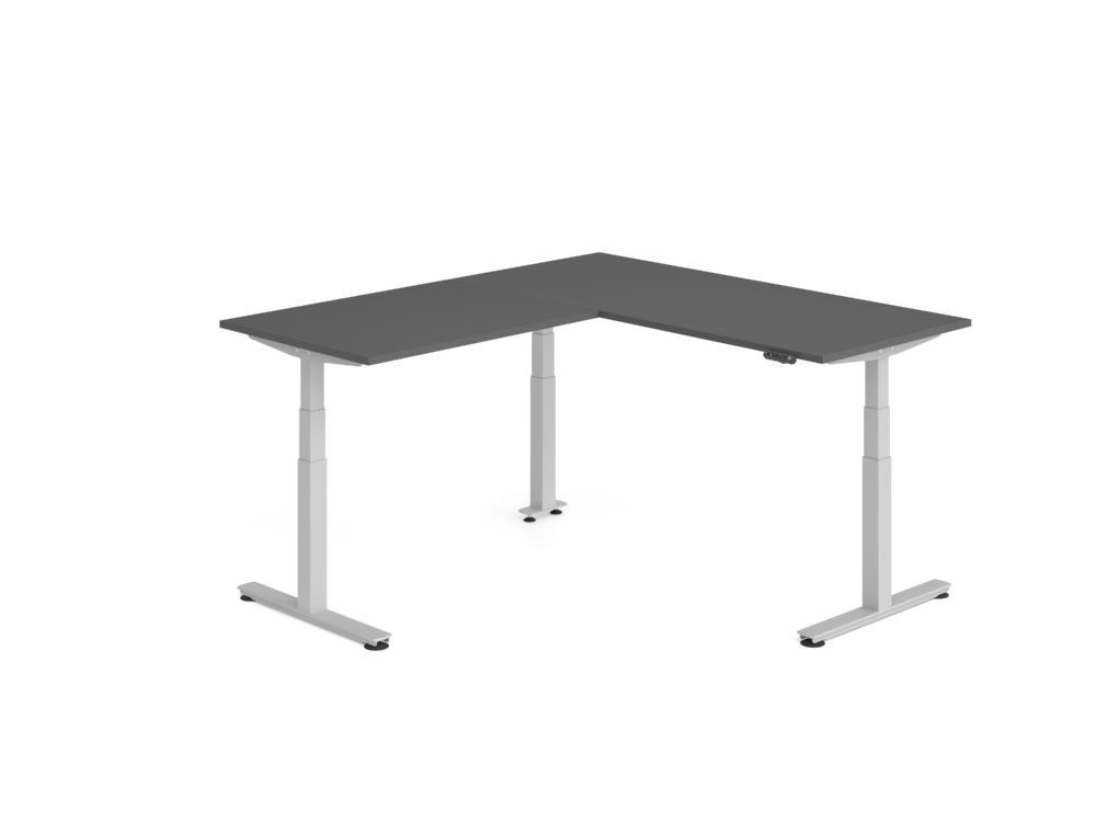 Produktbild Hammerbacher Sitz Steh Winkeltisch 200x180cm Graphit/Silber