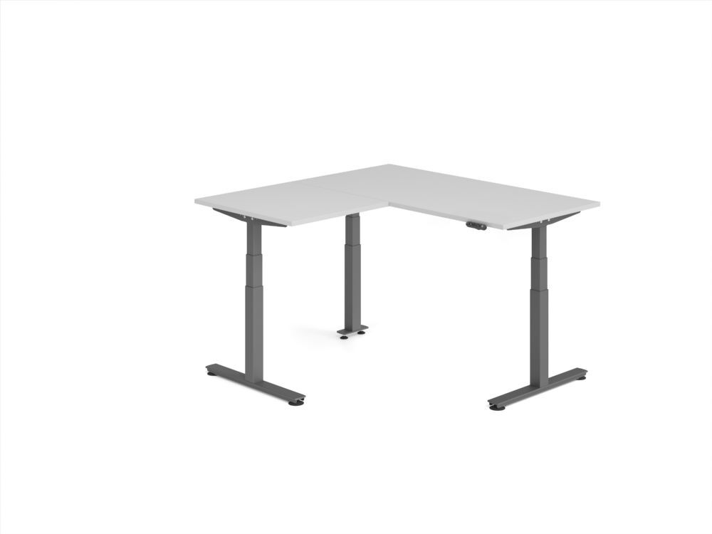 Produktbild Hammerbacher Sitz Steh Winkeltisch 160x160cm Grau/Graphit