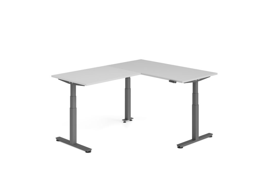 Produktbild Hammerbacher Sitz Steh Winkeltisch 200x160cm Grau/Graphit