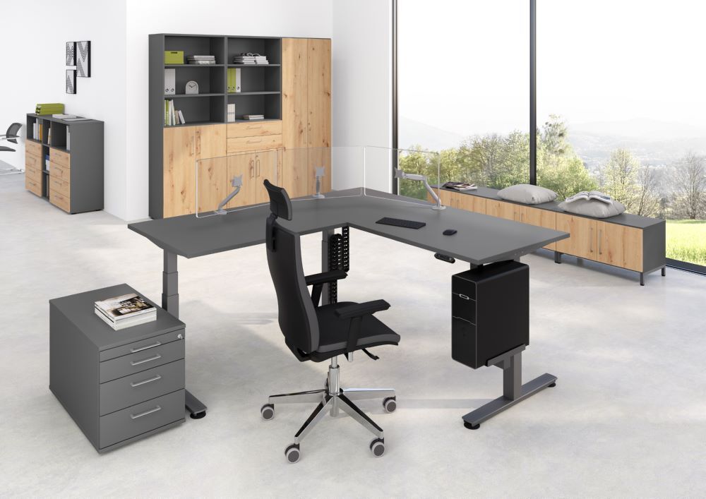 Produktbild Sitz-Steh-Winkeltisch 200x160cm Grau/Graphit bild 4