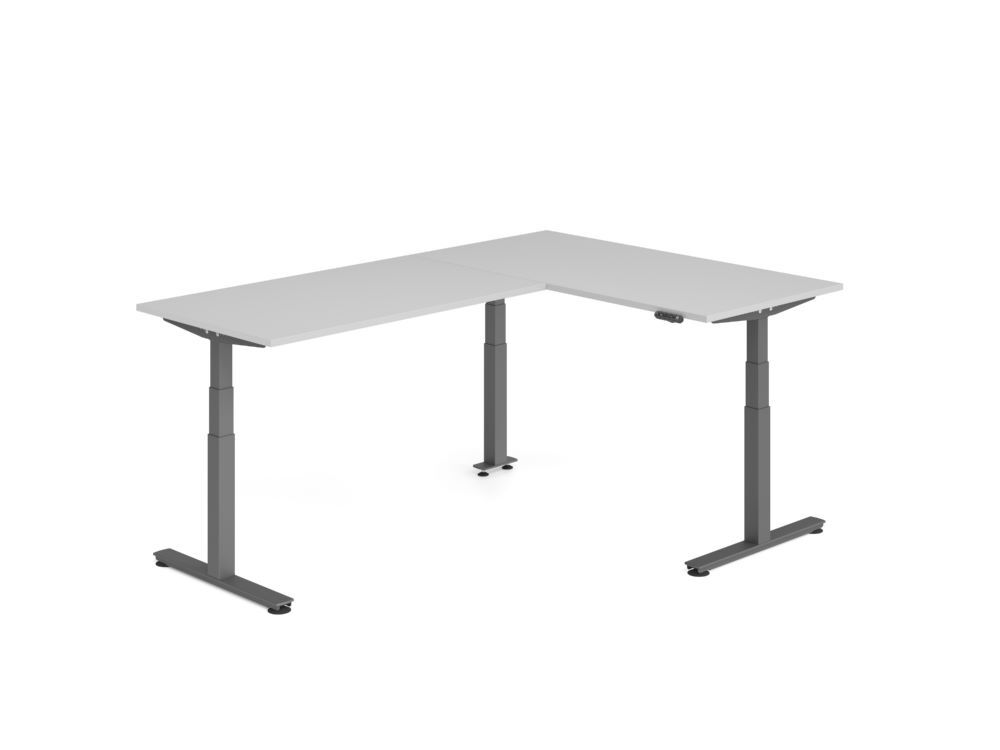 Produktbild Hammerbacher Sitz Steh Winkeltisch 240x160cm Grau/Graphit
