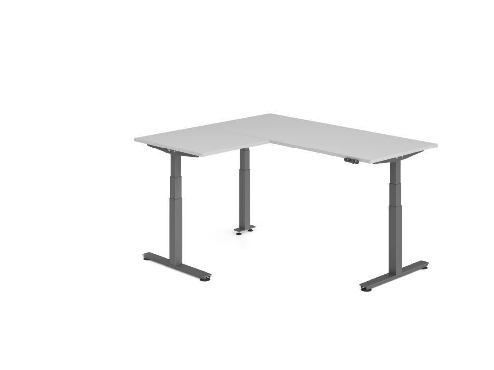 Produktbild Hammerbacher Sitz Steh Winkeltisch 160x180cm Grau/Graphit