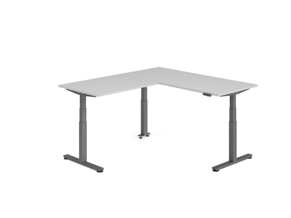 Produktbild Hammerbacher Sitz Steh Winkeltisch 200x180cm Grau/Graphit
