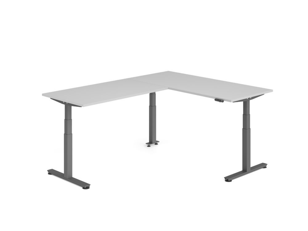 Produktbild Hammerbacher Sitz Steh Winkeltisch 240x180cm Grau/Graphit