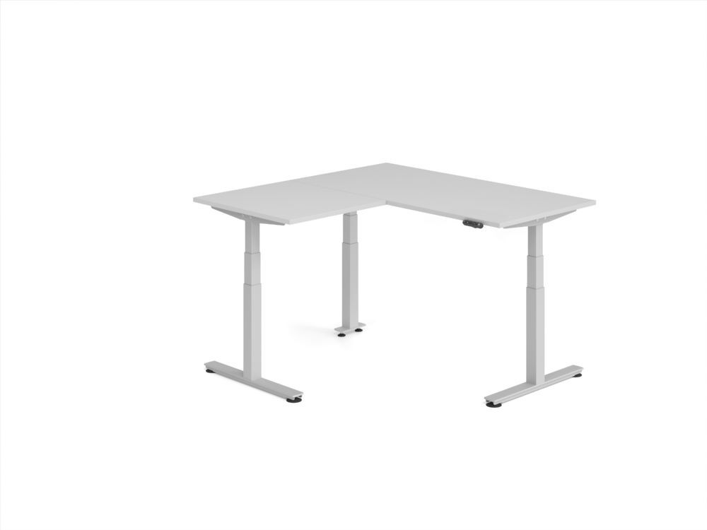 Produktbild Hammerbacher Sitz Steh Winkeltisch 160x160cm Grau/Silber