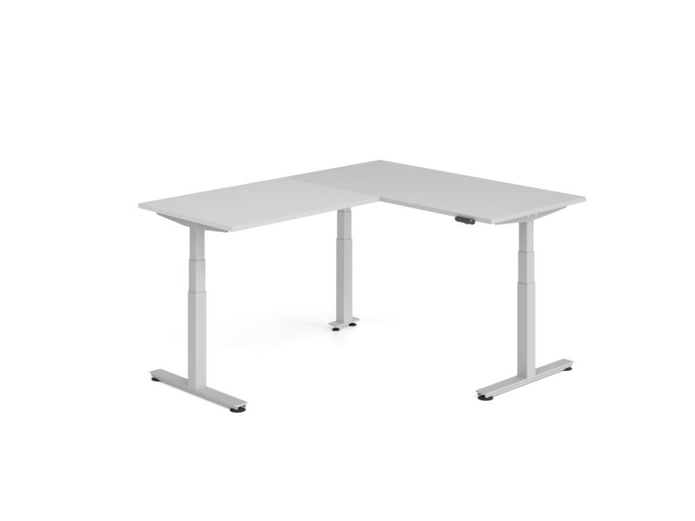Produktbild Hammerbacher Sitz Steh Winkeltisch 200x160cm Grau/Silber