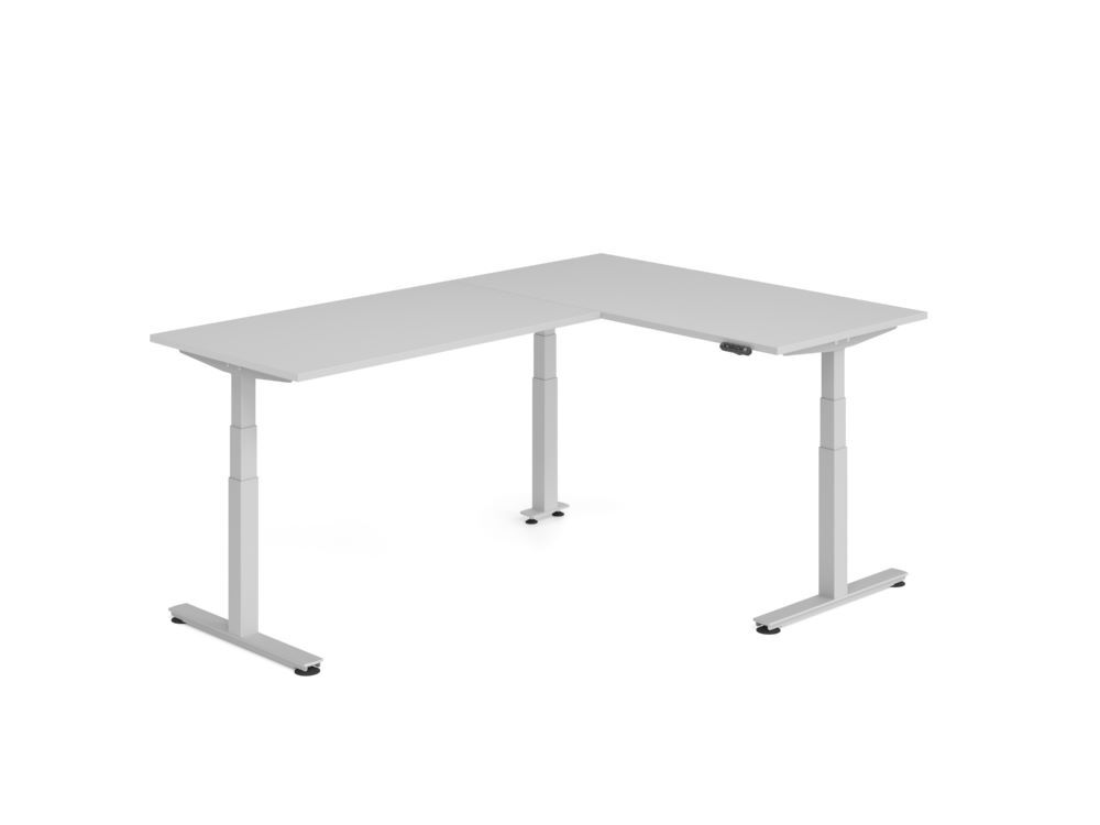 Produktbild Hammerbacher Sitz Steh Winkeltisch 240x160cm Grau/Silber