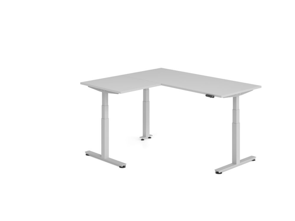 Produktbild Hammerbacher Sitz Steh Winkeltisch 160x180cm Grau/Silber