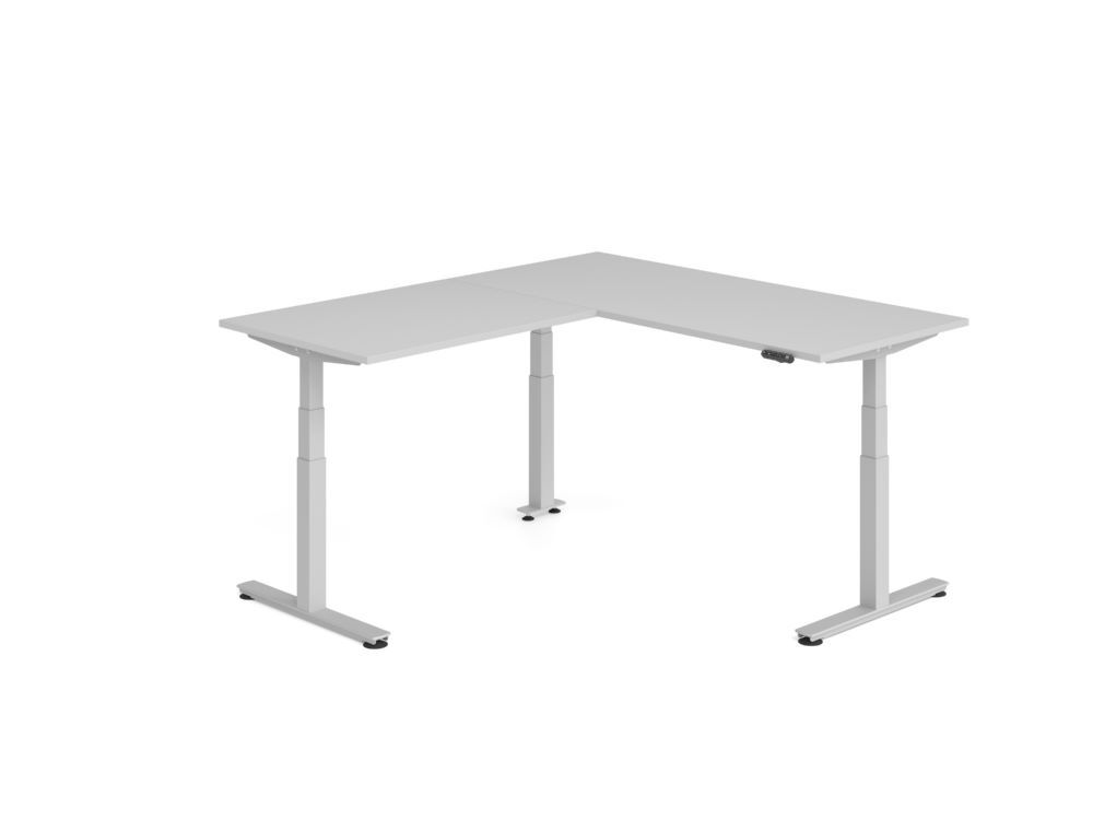 Produktbild Hammerbacher Sitz Steh Winkeltisch 200x180cm Grau/Silber