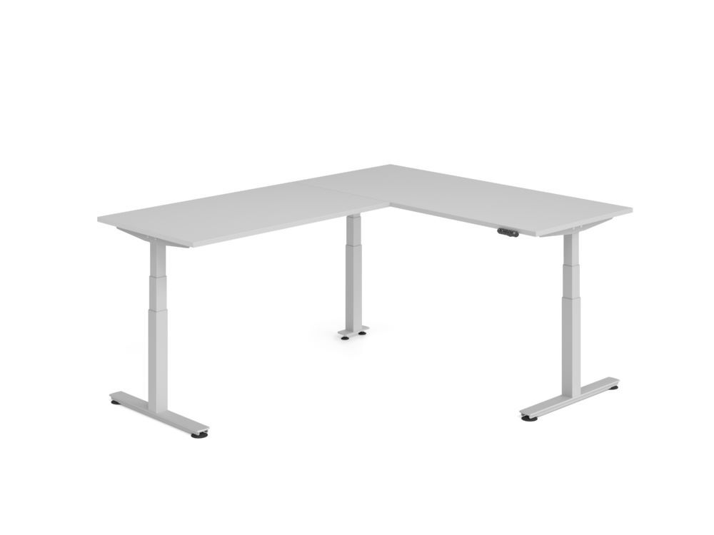 Produktbild Hammerbacher Sitz Steh Winkeltisch 240x180cm Grau/Silber