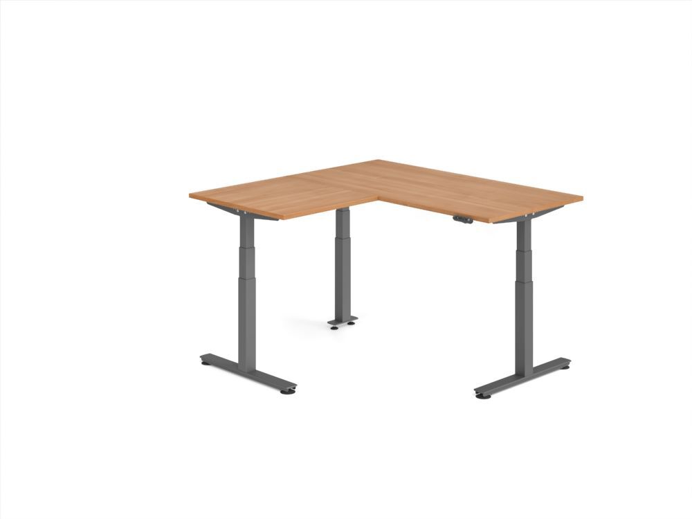 Produktbild Hammerbacher Sitz Steh Winkeltisch 160x160cm Nussbaum/Graphit