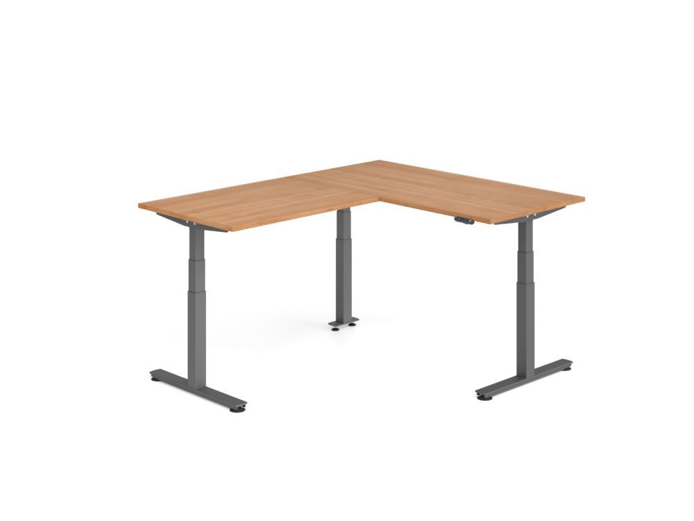 Produktbild Hammerbacher Sitz Steh Winkeltisch 200x160cm Nussbaum/Graphit