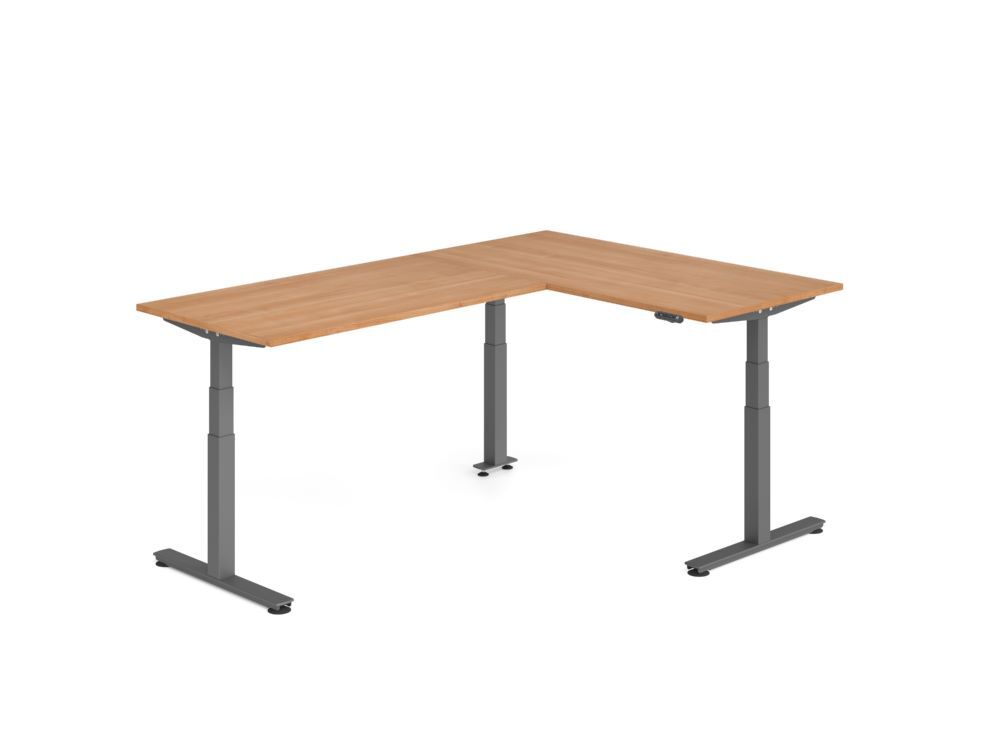 Produktbild Hammerbacher Sitz Steh Winkeltisch 240x160cm Nussbaum/Graphit