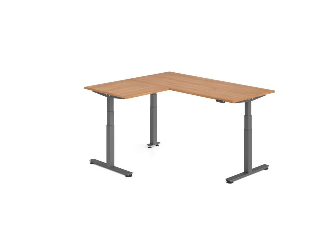 Produktbild Hammerbacher Sitz Steh Winkeltisch 160x180cm Nussbaum/Graphit