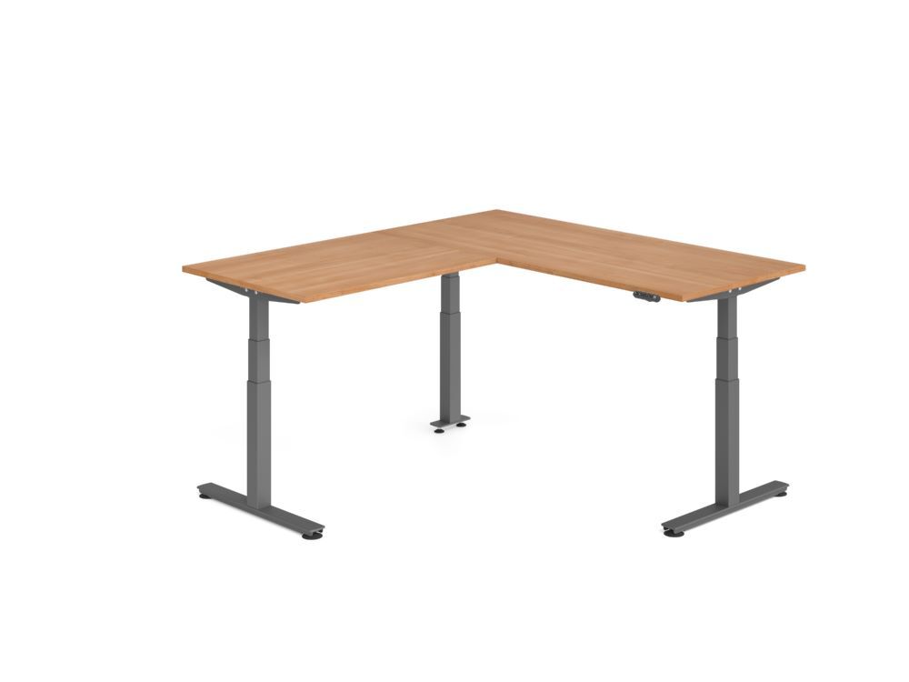 Produktbild Hammerbacher Sitz Steh Winkeltisch 200x180cm Nussbaum/Graphit