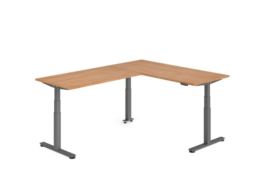 Produktbild Hammerbacher Sitz Steh Winkeltisch 240x180cm Nussbaum/Graphit