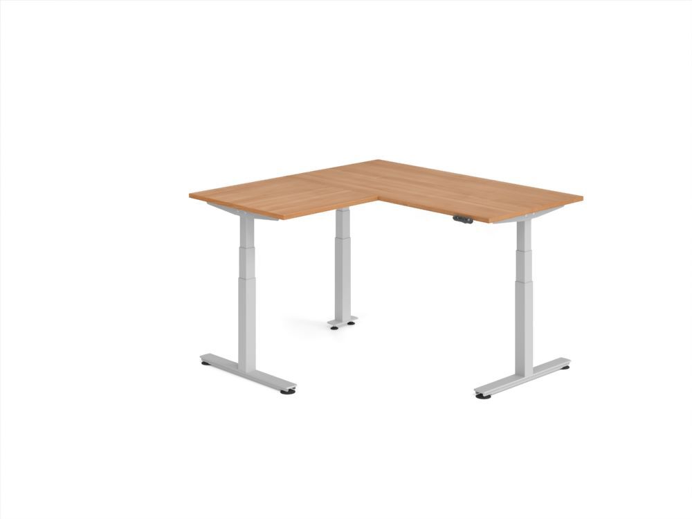 Produktbild Hammerbacher Sitz Steh Winkeltisch 160x160cm Nussbaum/Silber