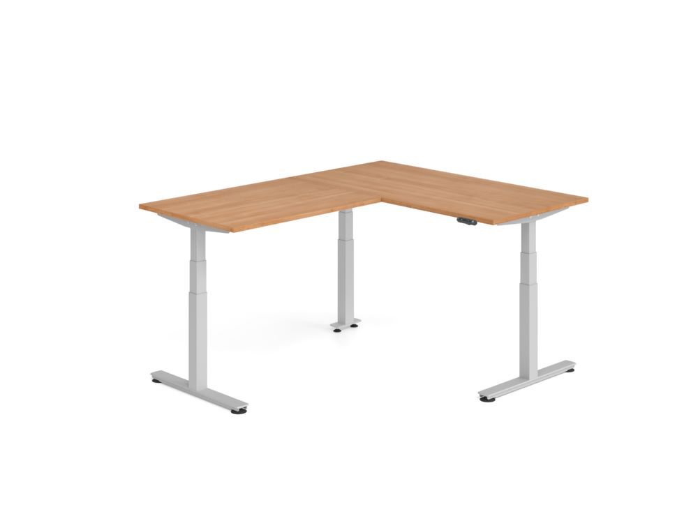 Produktbild Hammerbacher Sitz Steh Winkeltisch 200x160cm Nussbaum/Silber