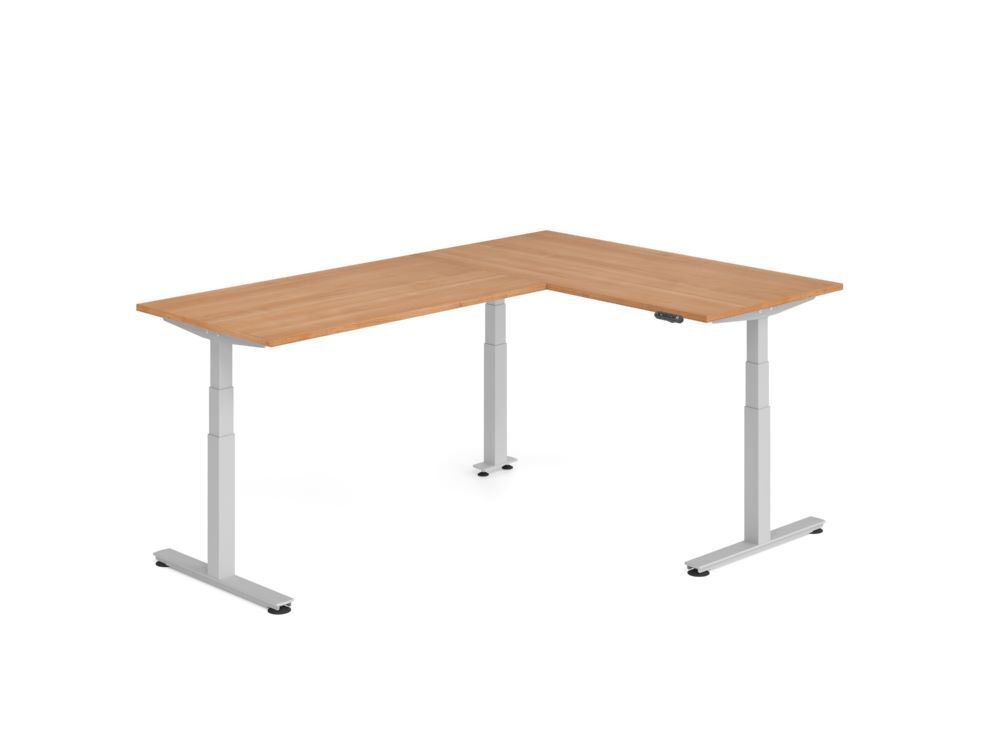 Produktbild Hammerbacher Sitz Steh Winkeltisch 240x160cm Nussbaum/Silber
