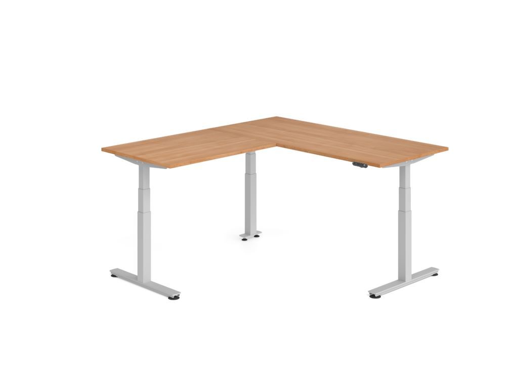 Produktbild Hammerbacher Sitz Steh Winkeltisch 200x180cm Nussbaum/Silber