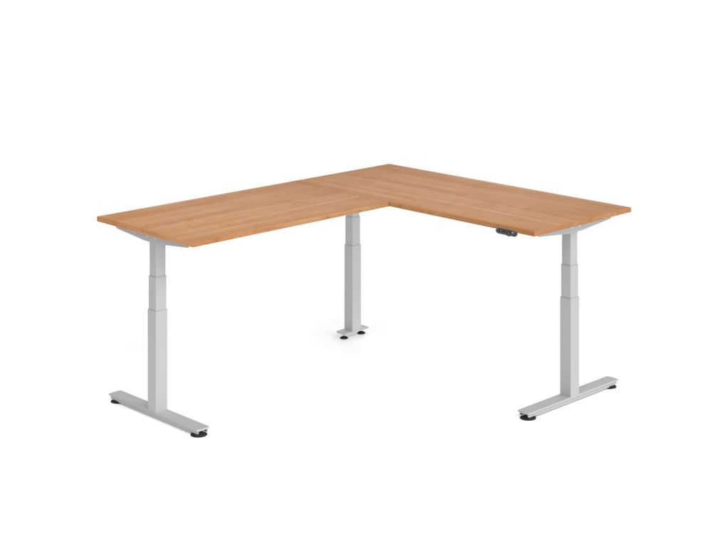 Produktbild Hammerbacher Sitz Steh Winkeltisch 240x180cm Nussbaum/Silber
