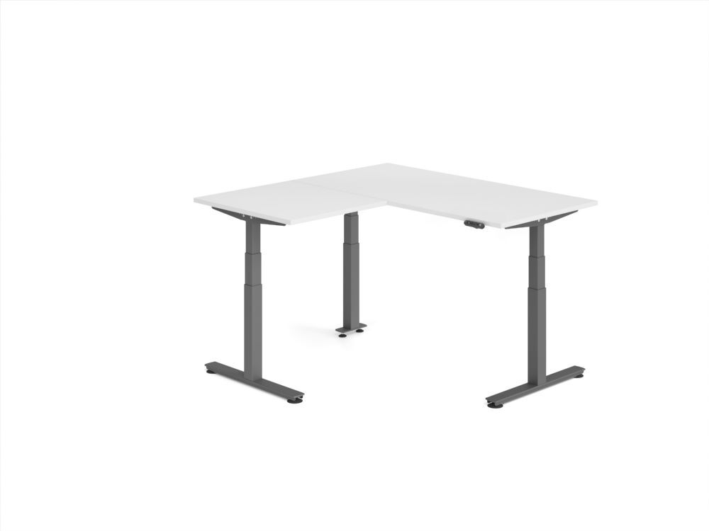 Produktbild Hammerbacher Sitz Steh Winkeltisch 160x160cm Weiß/Graphit
