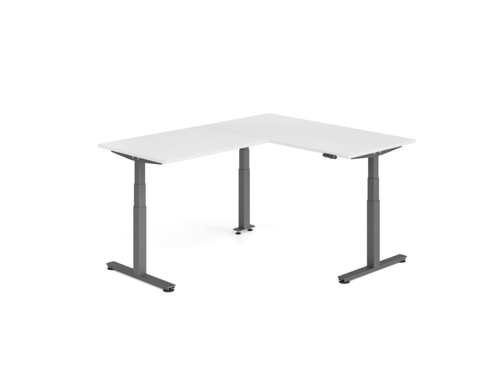 Produktbild Hammerbacher Sitz Steh Winkeltisch 200x160cm Weiß/Graphit