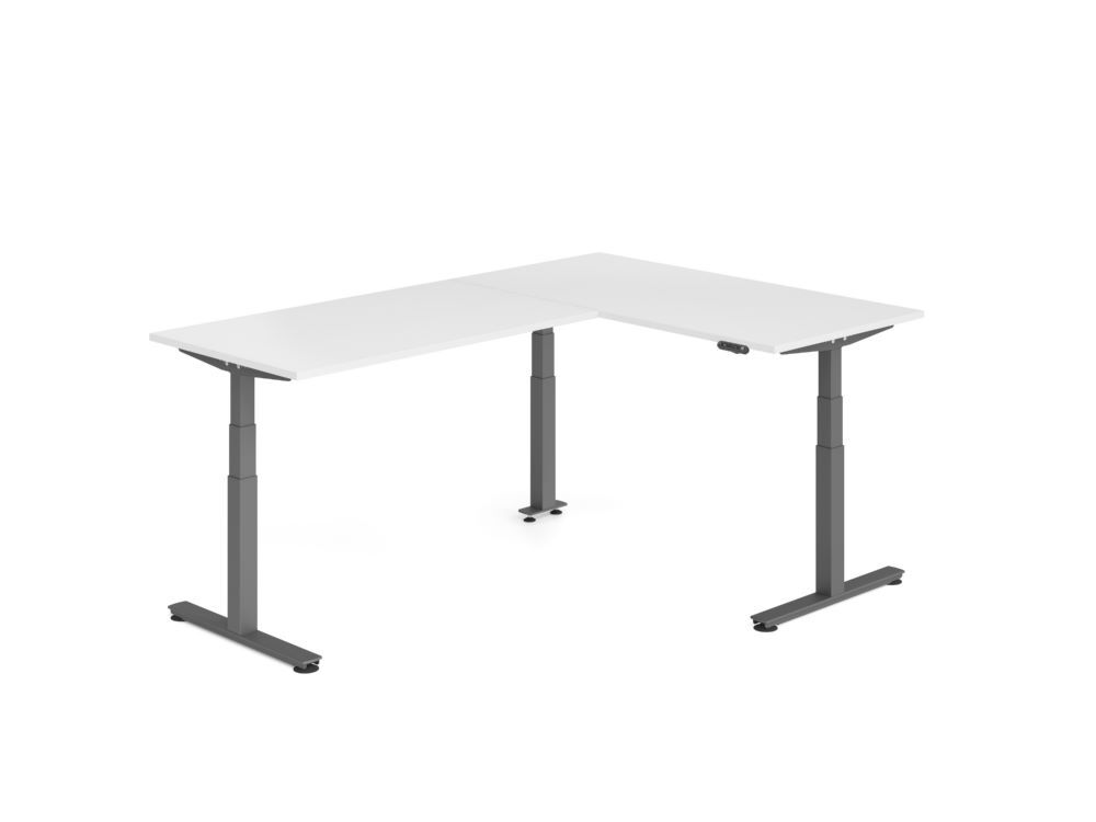 Produktbild Hammerbacher Sitz Steh Winkeltisch 240x160cm Weiß/Graphit